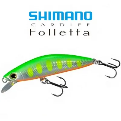Бавнопотъващ миноу воблер Shimano Cardiff Folletta SS, 50 мм, 3.3 г, цвят Lime Yamame