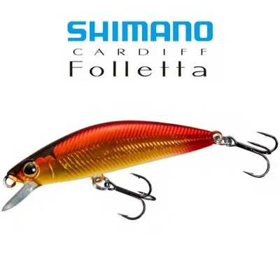 Бавнопотъващ миноу воблер Shimano Cardiff Folletta SS, 50 мм, 3.3 г, цвят Red Gold Flash