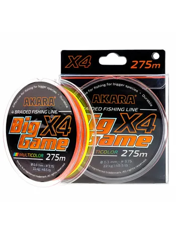 Плетено влакно Akara X4 Big Game, Multicolor, 275 м