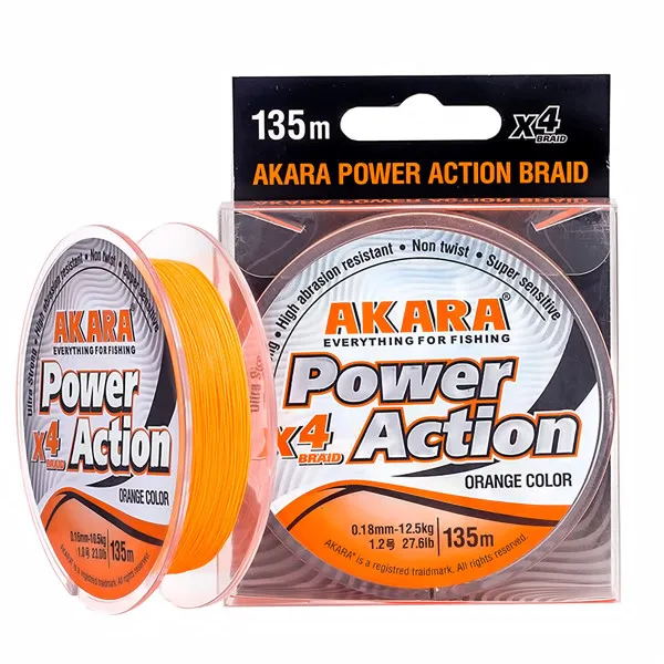 Плетено влакно Akara X4 Power Action, Orange, 135 м — снимка 1
