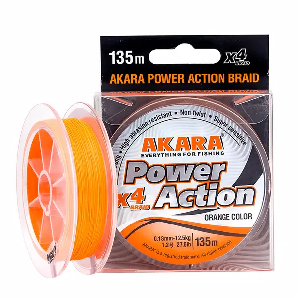 Плетено влакно Akara X4 Power Action, Orange, 135 м — снимка 3