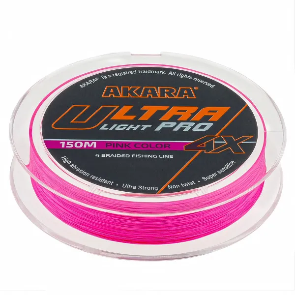 Плетено влакно Akara X4 Ultra Light Pro Competition, Pink, 150 м — снимка 2
