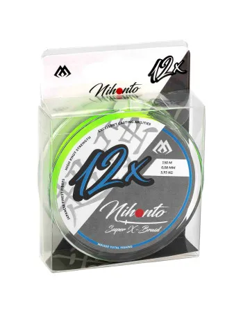 Плетено 12-нишково влакно Mikado Nihonto Super X-Braid, 150 м, Fluo