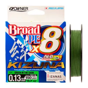 Плетено влакно Owner Kizuna x8 Green, 135 м Плетено влакно Owner Kizuna x8 Green, 135 м