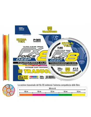 Плетено влакно Trabucco Dynatex FX8 Force Deep, Multicolor, 300 м