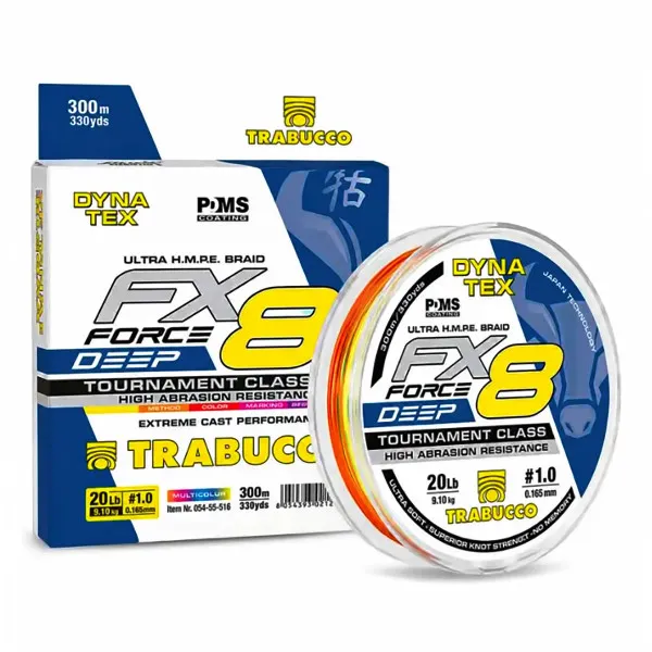 Плетено влакно Trabucco Dynatex FX8 Force Deep, Multicolor 300 м — снимка 4