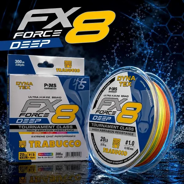 Плетено влакно Trabucco Dynatex FX8 Force Deep, Multicolor 300 м — снимка 5
