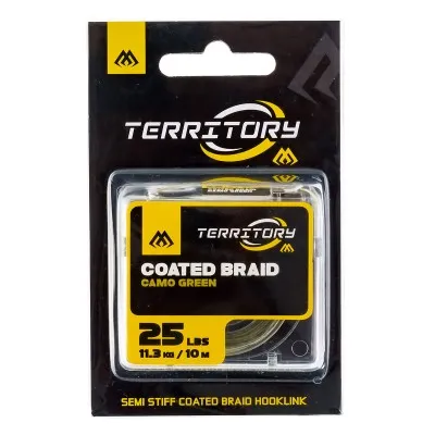 Плетено влакно с покритие за шарански поводи Mikado Coated Braid, Camo Green, 10 м