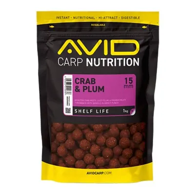 Протеинови топчета Avid Carp Shelf Life Boilies, Crab & Plum, 20 мм, 1 кг