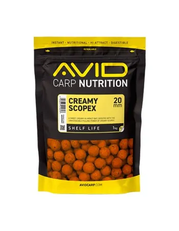 Протеинови топчета Avid Carp Shelf Life Boilies, Creamy Scopex, 15 мм, 1 кг