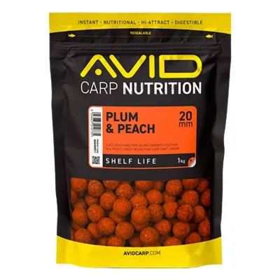 Протеинови топчета Avid Carp Shelf Life Boilies, Plum & Peach, 20 мм, 1 кг