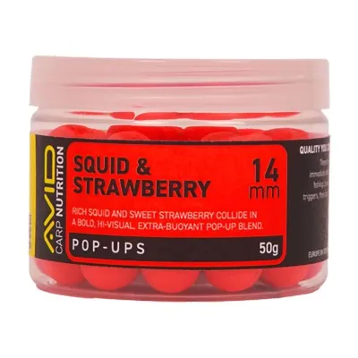 Плаващи топчета за шаран Avid Carp Pop-Ups, 14 мм, Squid & Strawberry