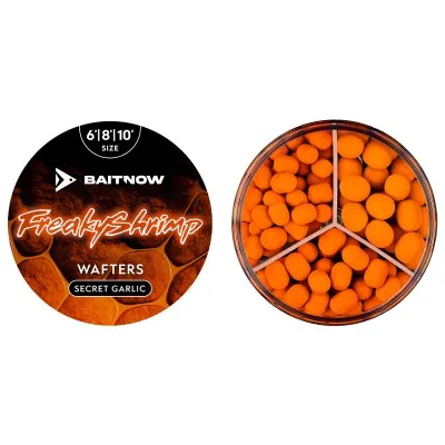 Балансирани дъмбели Mikado Baitnow Freaky Shrimp Wafters, 6-8-10мм, Secret Garlic