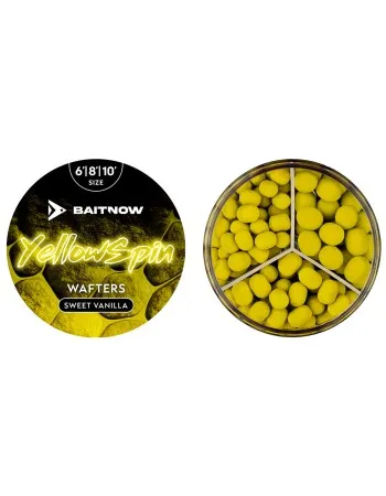 Балансирани дъмбели Mikado Baitnow Yellow Spin Wafters, 6-8-10мм, Sweet Vanilla