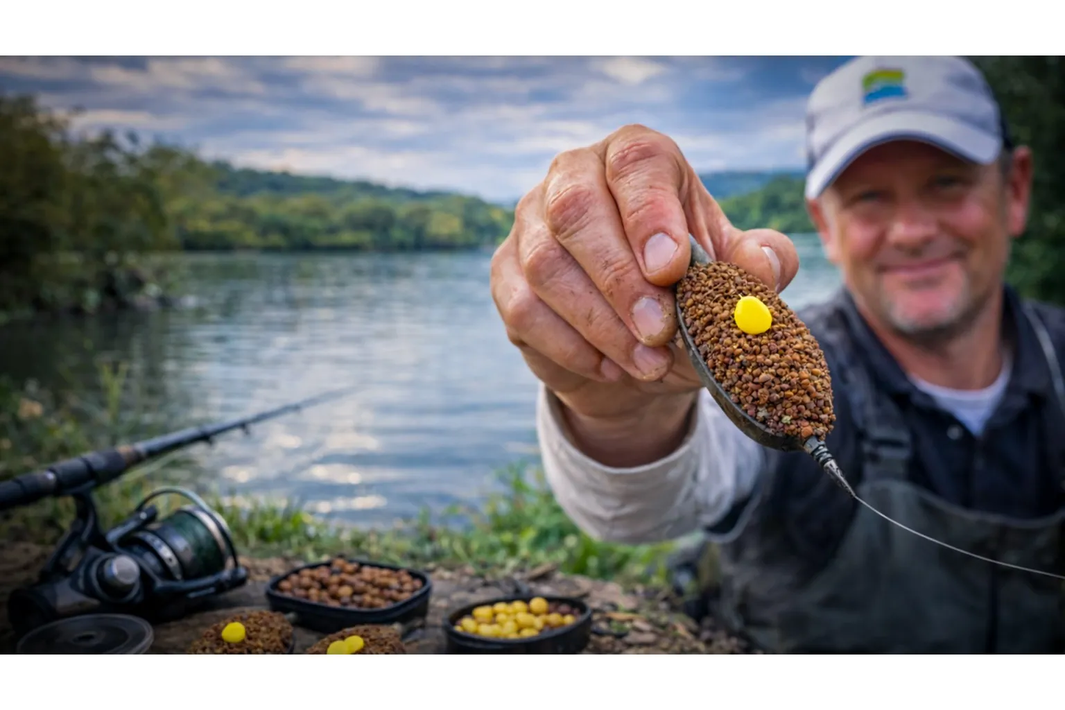 Метод фидер хранилка с монтаж и стръв по време на риболов