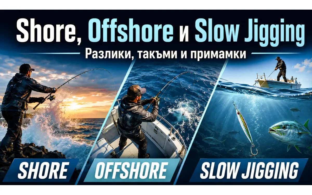 Shore, offshore и slow jigging - разлики, такъми и примамки