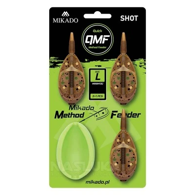 Комплект метод фидер хранилки с преса Mikado Method Feeder Shot QMF L 3+1, 20+30+40 г