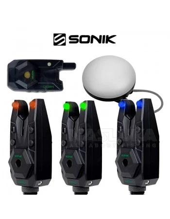 Шарански сигнализатори с лампа Sonik HeroX Bite Alarm Set 3+1