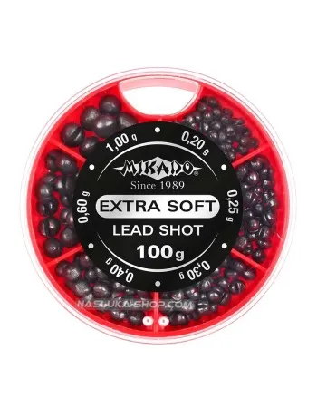Тежести за плувка в кутия Mikado Extra Soft Lead Shot, 0.20-1.00 г, 100 г