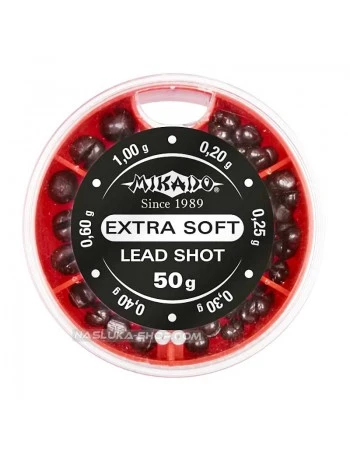 Тежести за плувка в кутия Mikado Extra Soft Lead Shot - 50г