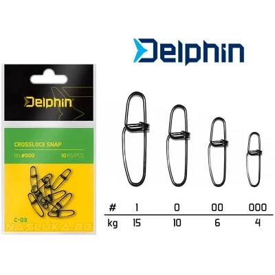 Карабинки за спининг риболов Delphin Crosslock Snap - 10 бр.