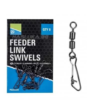 Двойни вирбели с карабина за фидер Preston Feeder Link Swivels - 8 бр.