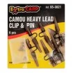 Клипсове за шарански монтажи Extra Carp Camou Heavy Lead Clip & Pin 3821 - 6 бр.