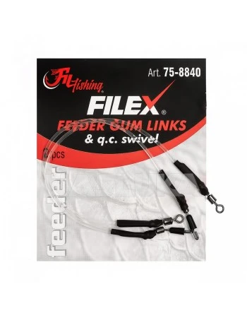Еластични поводи за фидер с вирбел и бърза връзка Filex Feeder Gum Links 8840 - 2 бр.
