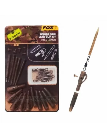 Материали за монтажи Fox Power Grip Lead Clip Kit - Camo