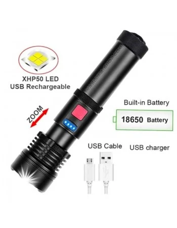 Фенер със zoom и USB зареждане X-Balog P90 Light