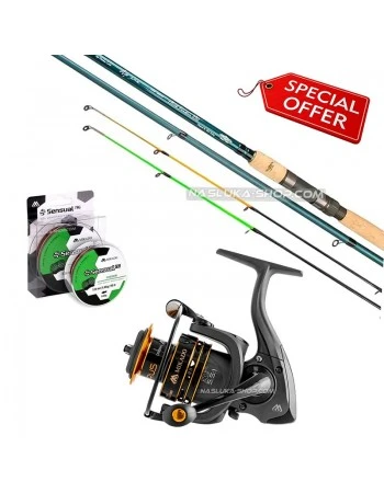Комплект въдица, макара и влакно за фидер Mikado Apsara-Carus Feeder Set 3.90м 100г