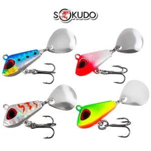 Комплект от 4 бр. спинери за костур и кефал Sokudo Perch Killer, 7 г Комплект от 4 бр. спинери за костур и кефал Sokudo Perch Killer, 7 г