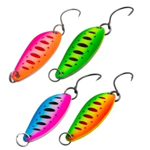 Сет от 4 бр. микроклатушки за риболов на пъстърва, костур и кефал Sokudo Blaze UV