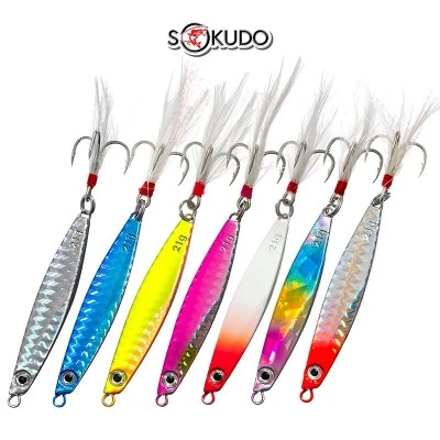 Комплект от 7 бр. морски пилкери Sokudo Rocket Shore Slow Jig Set, 21г