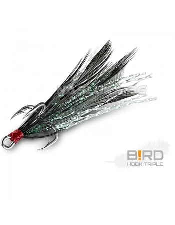 Тройни куки с пера Delphin B!rd Triple Hook - 3 бр. - Black