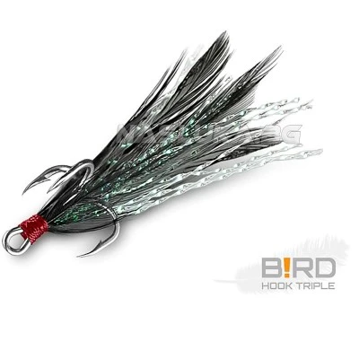Тройни куки с пера Delphin B!rd Triple Hook - 3 бр. - Black