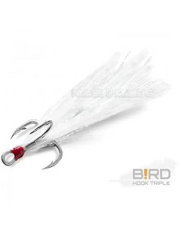 Тройни куки с пера Delphin B!rd Triple Hook - 3 бр. - White