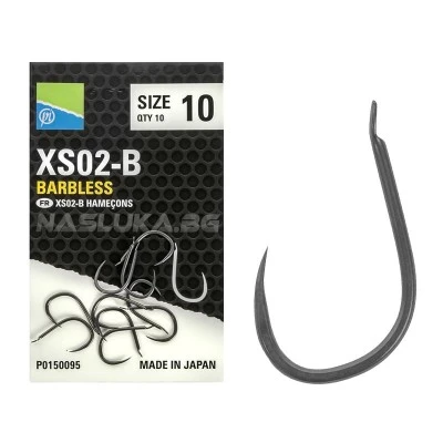 Куки без контра за фидер Preston XS02-B Barbless - 10 бр.