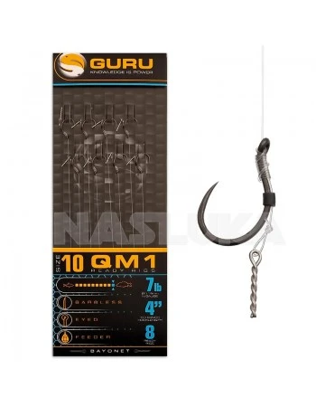 Вързани куки с клин за метод фидер Guru QM1 Bayonet Ready Rigs 10см