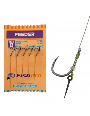 Вързани куки за фидер с шип FishPro Feeder Tanago - 5 бр.