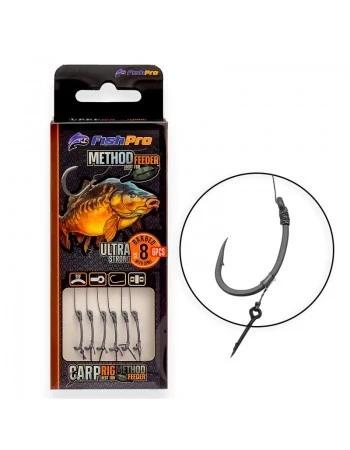 Вързани куки за метод фидер с шип FishPro Method Feeder Carp Rig - 6 бр.