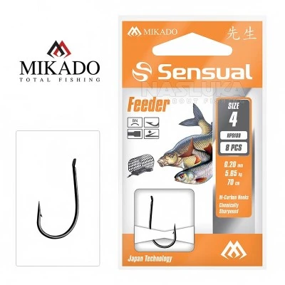 Вързани куки за фидер Mikado Sensual Feeder, 70 см - 8 бр.