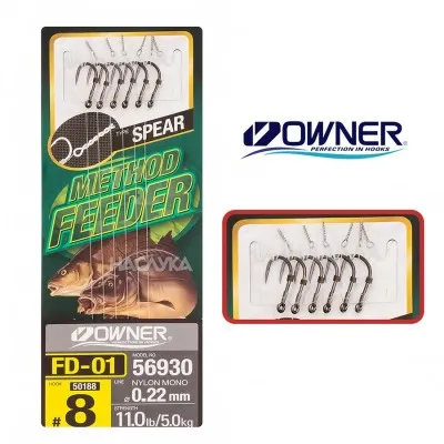 Вързани куки с клин Owner Method Feeder, Spear