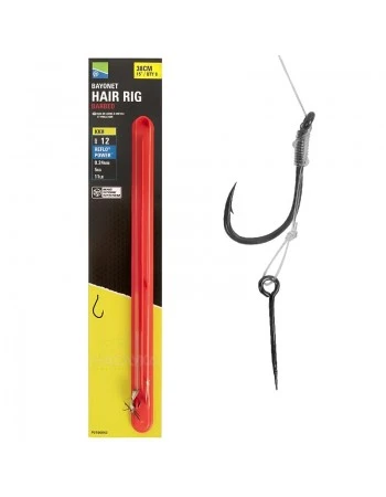 Вързани куки с клин за метод фидер Preston Innovation Bayonet Hair Rig 38см - Barbed
