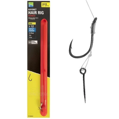 Вързани куки с клин за метод фидер Preston Innovation Bayonet Hair Rig 38см - Barbed