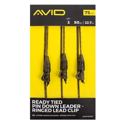 Монтажи за шаран Avid Carp Ready Tied Pin Down Leader - Ringed Lead Clip