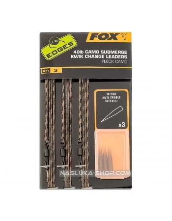Шарански монтажи с бързи връзки и конуси Fox Camo Submerge Kwik Change Leaders - Fleck Camo