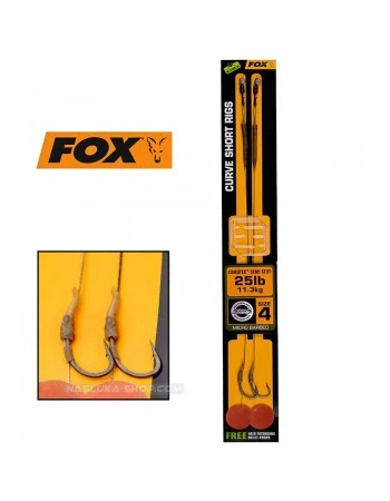 Монтажи за риболов на шаран Fox Curve Short Rigs - Camotex Semi Stiff