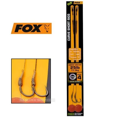 Монтажи за риболов на шаран Fox Curve Short Rigs - Camotex Semi Stiff