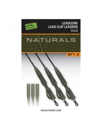 Сейфти монтаж Fox Edges Naturals Leadcore Lead Clip Leaders 75см, 3бр.